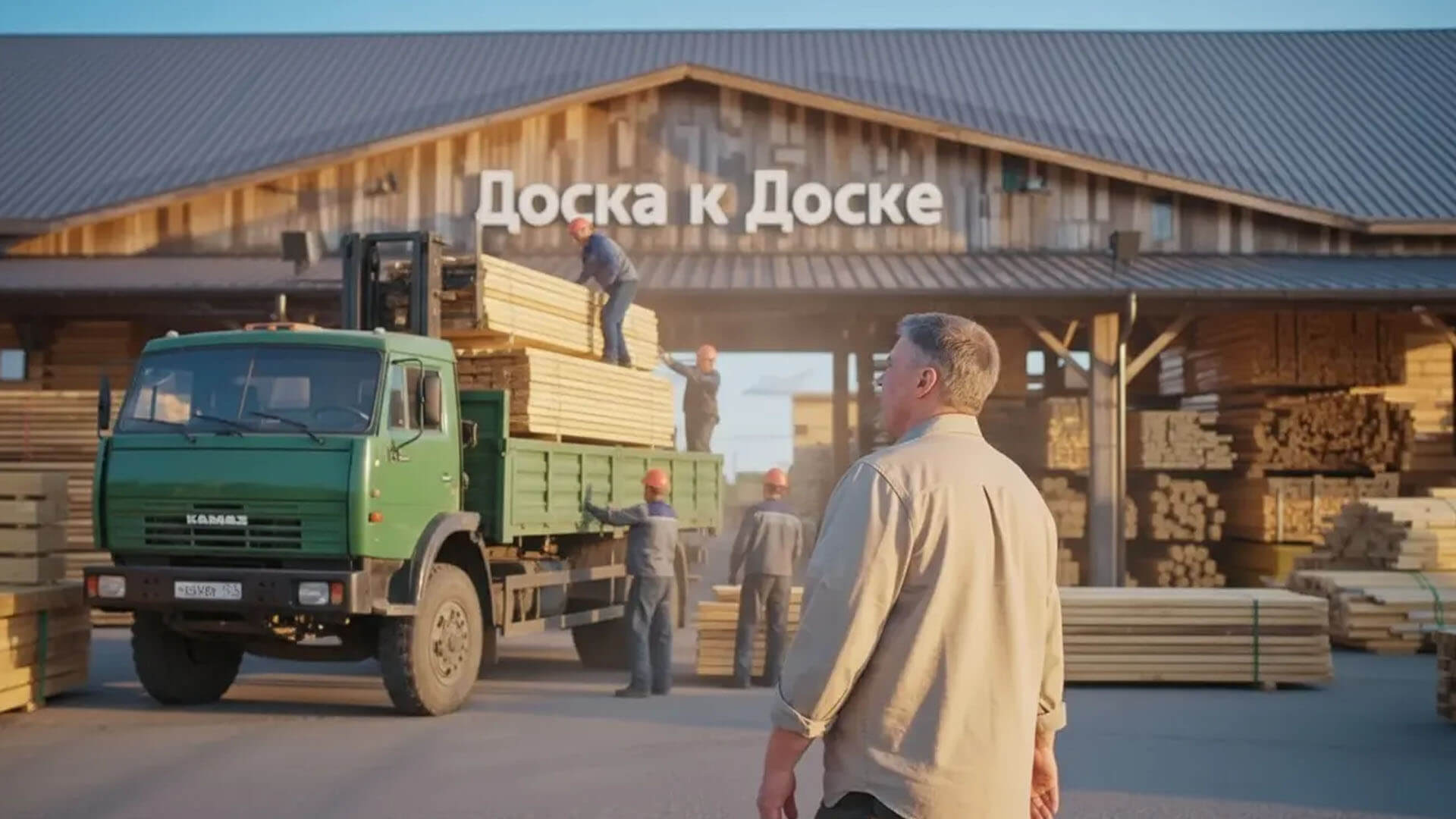 Доставка пиломатериалов манипулятором по Костромской области - разгрузка на объекте